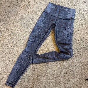 Lululemon Athletica Black Floral & Striped Patterned Leggings